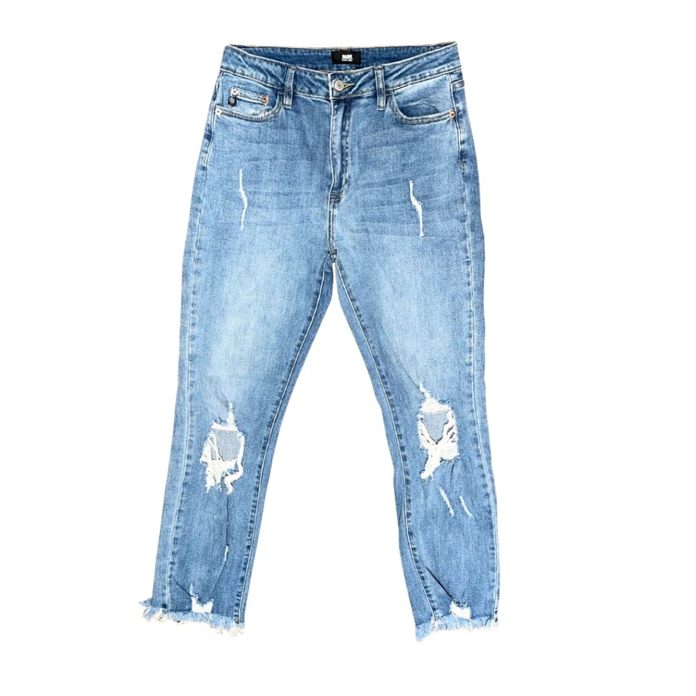 L&M Black Label Women's Distressed Straight Leg Jeans Ankle Size 7